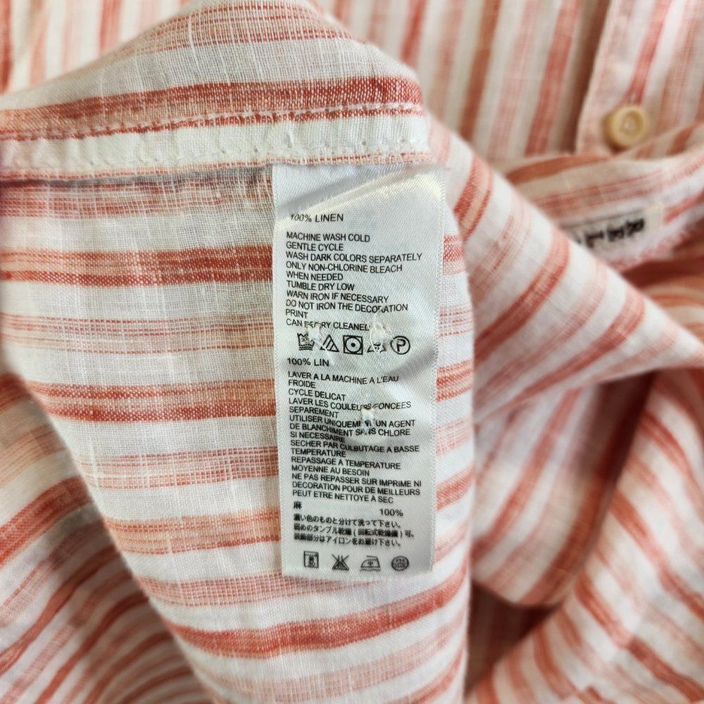 Tommy Bahama Relax Shirt Mens XL Orange Striped Linen Long Sleeve Pocket - Picture 9 of 14
